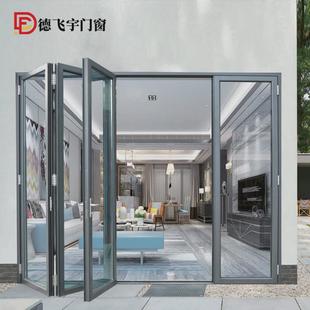 玻璃重型折叠门断桥铝隔断门车库美容院门店铝合金玻璃门厂家 75款