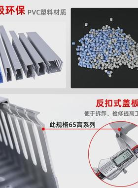 蓝色pvc线槽明装灰色塑料行线槽配电箱电线电缆槽网线布线理线槽
