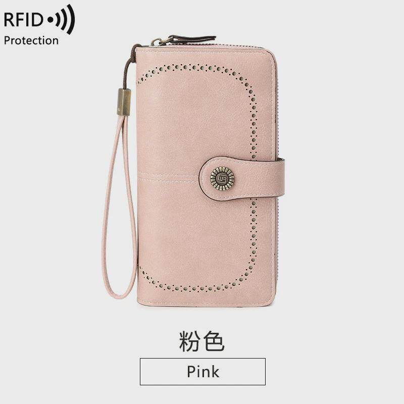 2023 새로운 RFID 항 자성 지갑 여성용 긴 지퍼 여성용 지갑 지갑 대용량 클러치 휴대 전화 가방