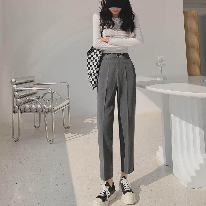 春秋垂感裤女百搭显瘦黑色休闲直筒裤大码九分小脚烟管裤,女装/女士精品,休闲裤,淘宝优惠券,粉丝福利购,淘宝优惠卷