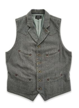 西里布灰色美式休闲领马甲青年水洗咔叽新品非rrl