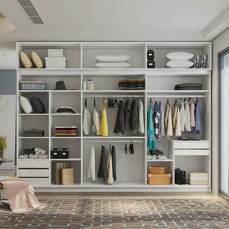 现代简约衣柜实木推拉门质滑移门烤漆整体大衣橱顶柜卧室家具新款