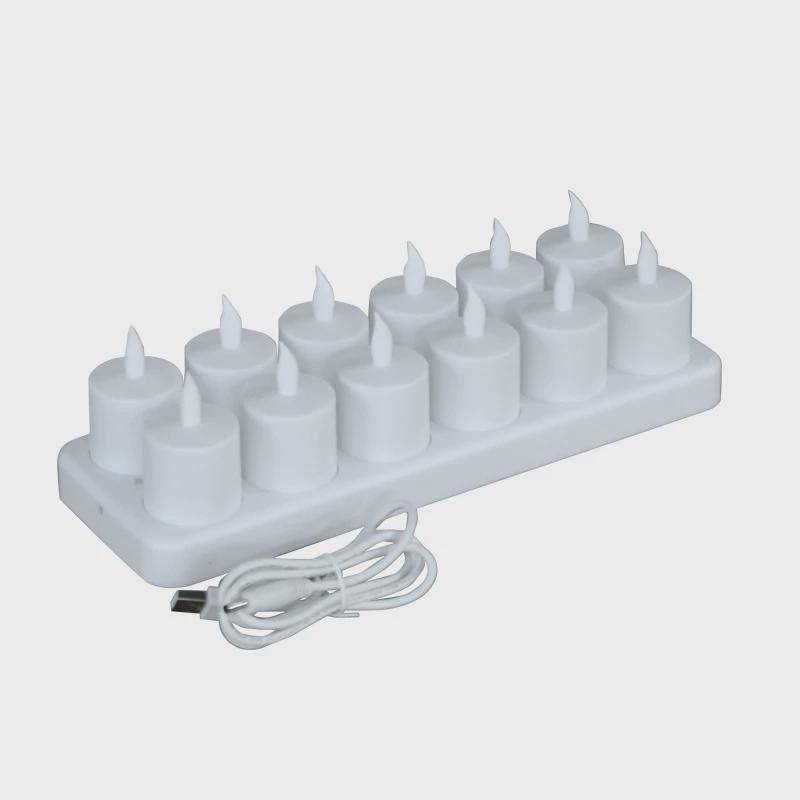 续航久led遥控仿真婚庆氛围电子蜡烛灯led充电12座小茶蜡烛灯