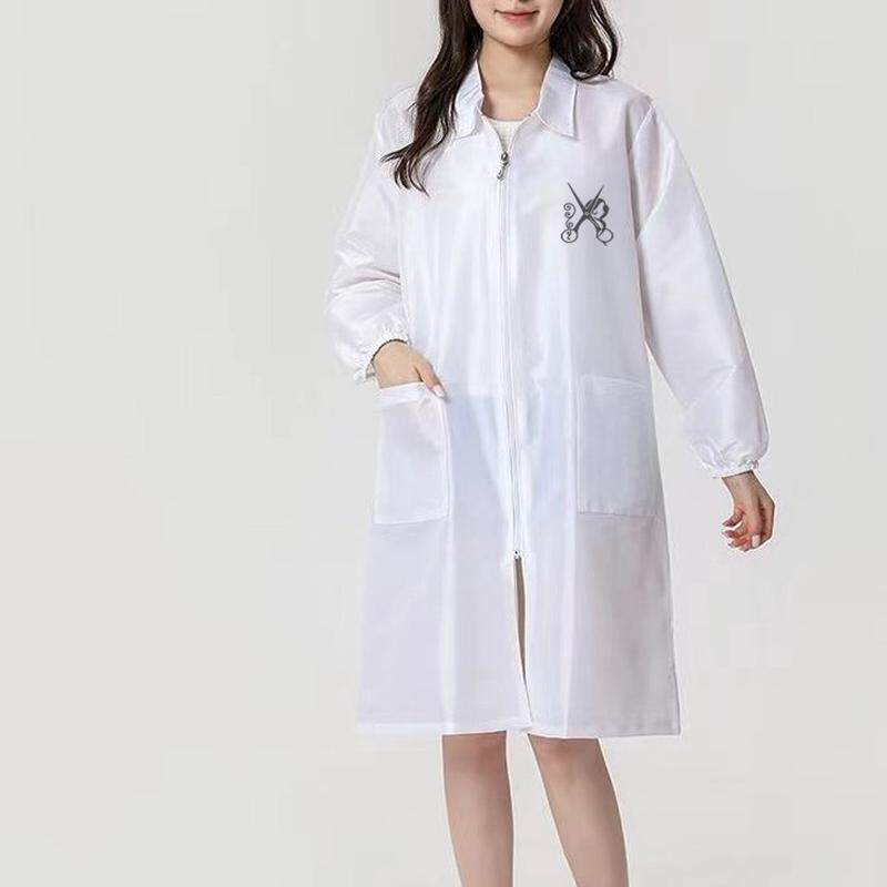 h4ke理发师穿的不透气头发围裙罩衣拉链防水沾时尚工作服拉链