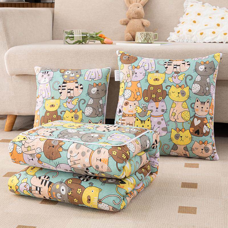 车用纯棉抱枕被子两用2024新款全棉汽车午睡枕头毯子二一空调被