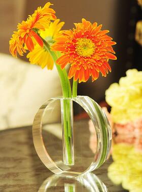 欧式水晶玻璃小花瓶迷你插花小花瓶办公桌餐桌装饰小清新花瓶摆件