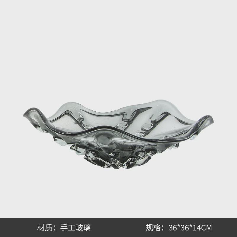 现代简约欧式果异形玻璃盆样板房别墅家居餐桌茶几水果盘装饰摆设