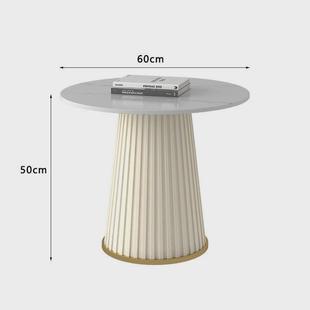 轻奢现代小户型创意网红圆形小桌子 北欧岩板客厅家用茶几组合新款