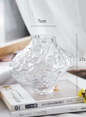 北欧ins峡谷玻璃花瓶客厅透明创意水养轻奢高档插花艺术摆件