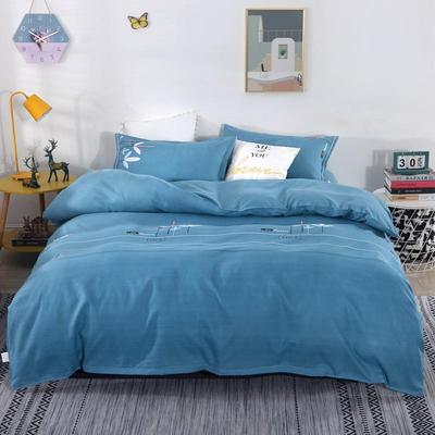 ri0t宿舍磨毛四件套床裙款简约条纹公主风亲肤面料水洗加厚4件套