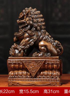 狮子摆件北京狮树脂客厅装饰一对中式家居工艺品店铺开业礼品