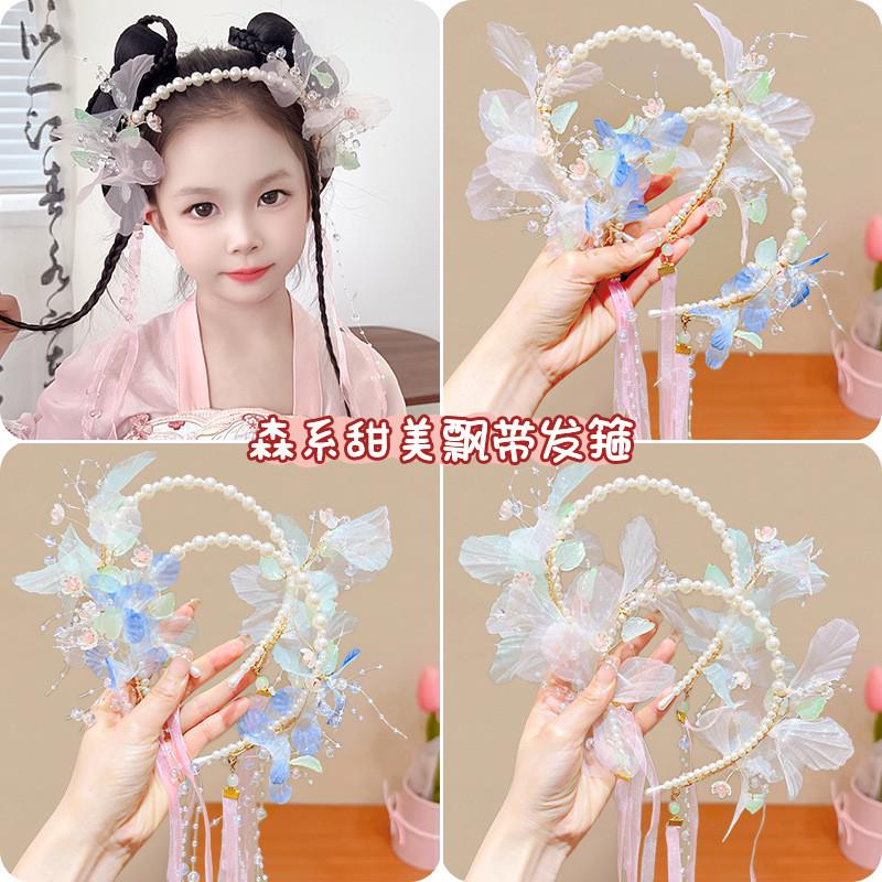 儿童发箍发饰公主裙头花宝宝古风珍珠花环皇冠女孩小花童礼服头饰