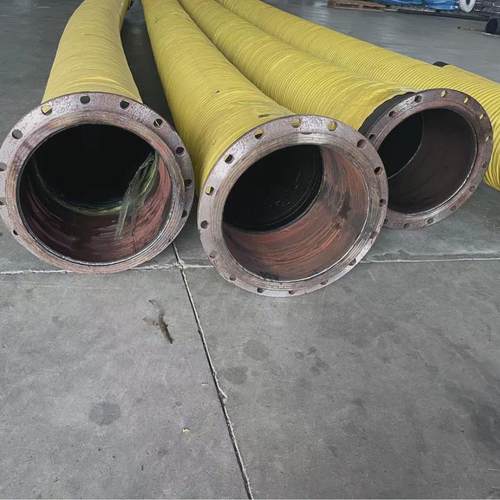 大口径法兰橡胶管钢丝缠绕吸水管耐磨吸砂管黑色橡胶管法兰钢丝管