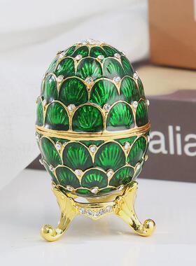 金属工艺品彩绘电镀镶钻复活节蛋礼品创意办公室家居摆件厂家直供