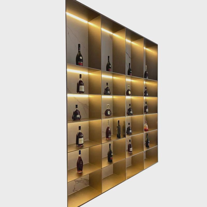 不锈钢装饰展示柜带灯内嵌式红酒柜洋酒柜金属钢板柜收纳置物柜
