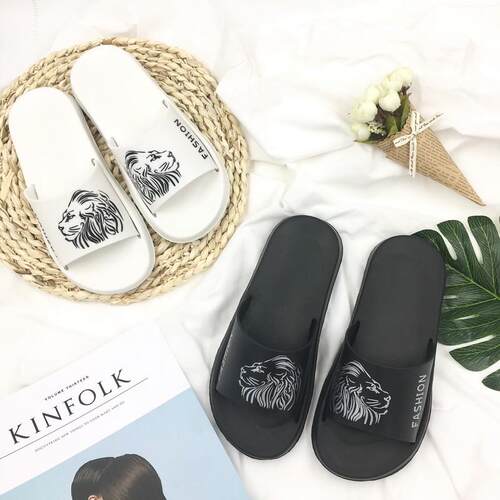 Summer Men Women Slippers Lion Head Pattern Sandals