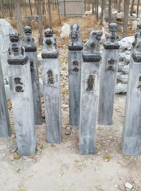 做青石柱子庭院酒店摆件祥云柱玄关装饰仿古旧拴马石雕拴马桩