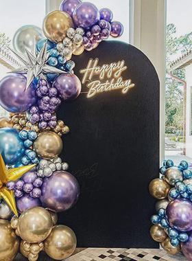 金属气球气球镀铬金银蓝紫色套装花环儿童外太空派对生日毕业装饰