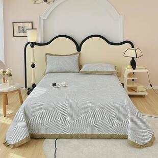 新款小清新全棉床盖四件套夹棉防铺盖垫纯棉三件套滑盖蕾丝花边