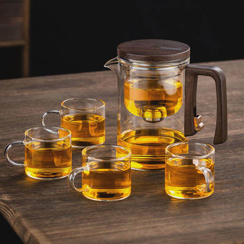 磁吸泡茶杯茶水分离过滤网家用玻璃泡茶飘逸杯无杆冲茶壶茶具