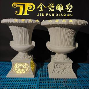 透光家庭园艺花钵花箱厂家源头广东 商场摆件砂岩玻璃钢花盆欧式