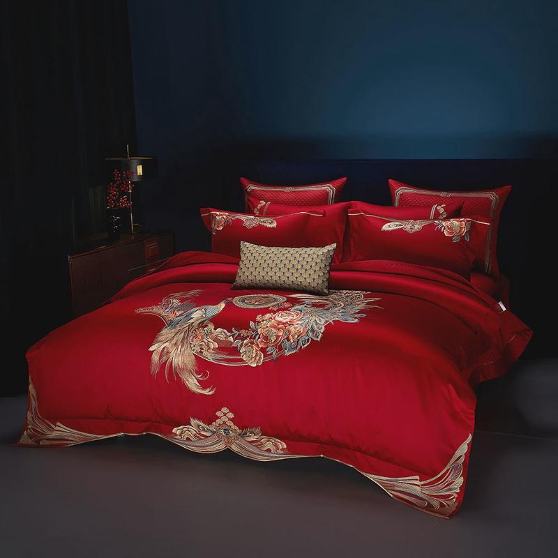 浪漫全棉四件套气新婚婚庆长绒棉贵重磅纯棉被套床单婚房床上用品