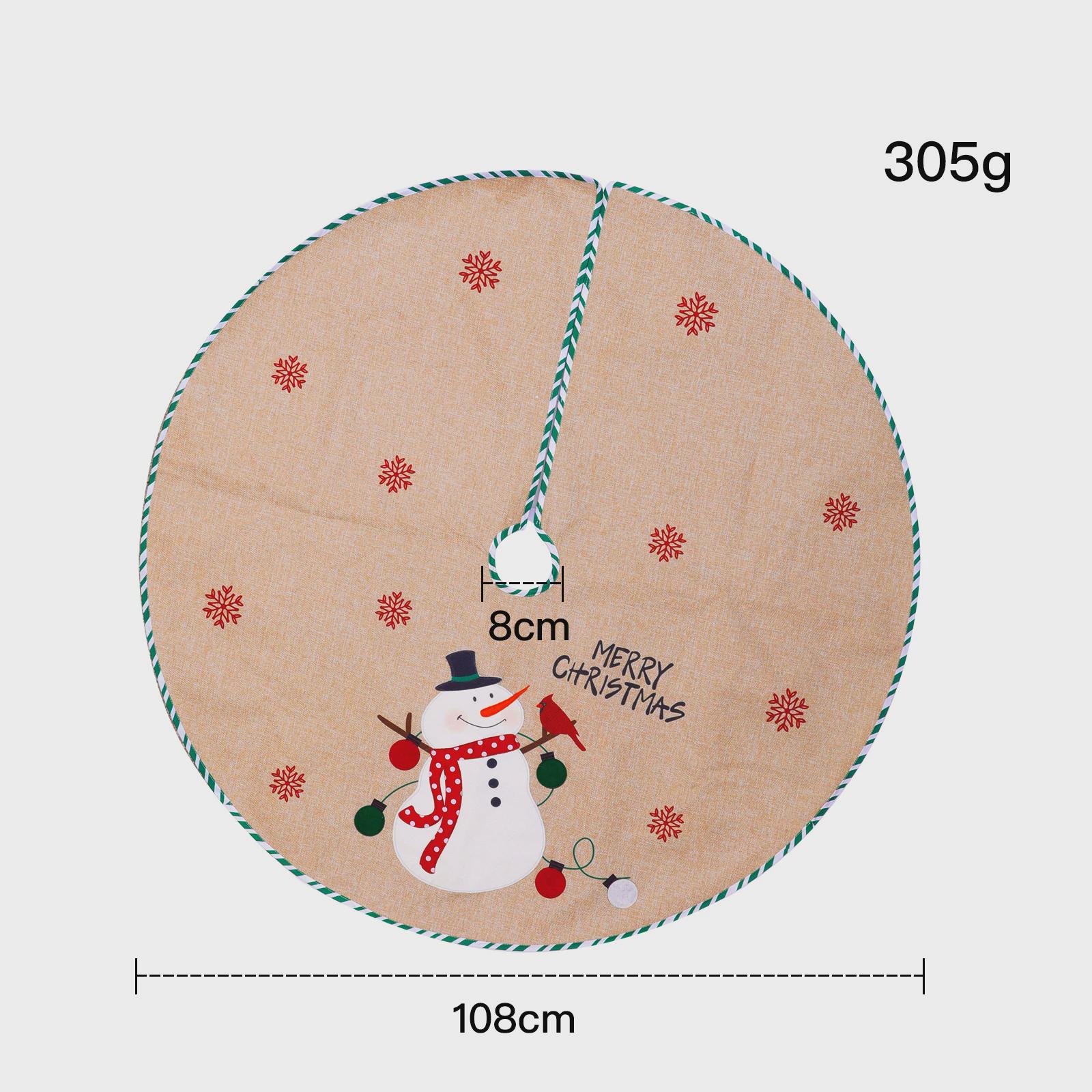 新品圣诞节装饰麻布刺绣雪人老人酒店裙树餐厅圣诞树围裙布置道具