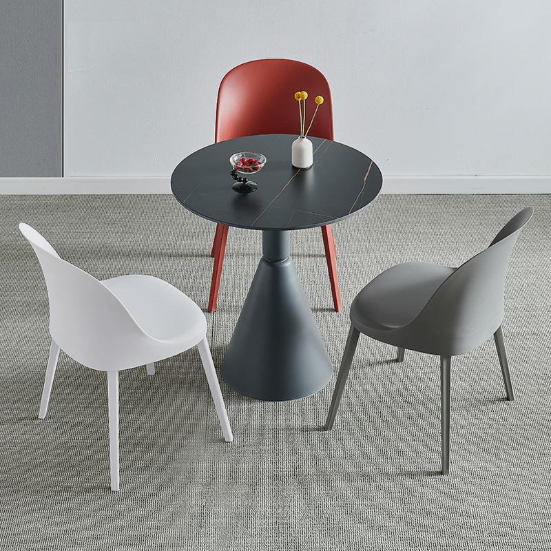 岩板圆桌洽谈桌椅组合家用餐桌小圆桌子接待洽谈桌咖啡桌阳台桌椅