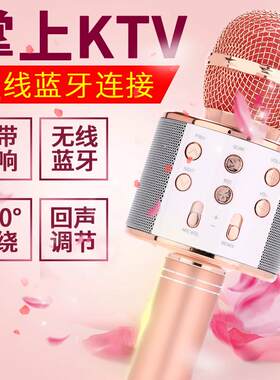 WS858L蓝牙麦克风858带灯手机K歌话筒家用一体音箱K歌宝工厂
