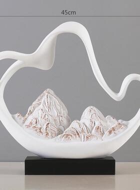 新中式创意工艺品摆件树脂假山家居装饰品客厅玄关样板房摆设礼品