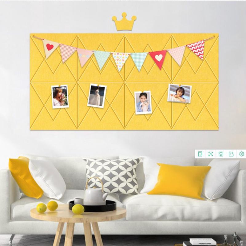 彩色毛毡板墙贴自粘V型槽几何图案室内墙面装饰化纤毛毡留言板