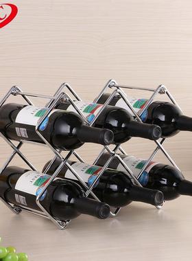 加粗铁艺红酒架创意架子红酒展示架摆件葡萄酒菱形酒柜展示架批发