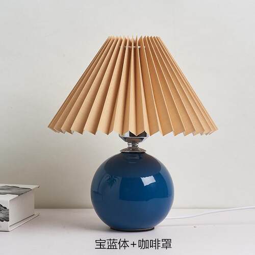 网红灯北欧ins风少女温馨喂奶小夜灯高端陶瓷百褶卧室床头灯台灯