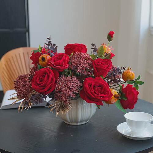 仿真花艺套装家居餐桌桌面轻奢摆件摆设假花装饰花绢花客厅花艺