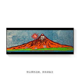 装 草间弥生富士山波普风卡通趣味波普风日式 饰画床头客厅背景墙