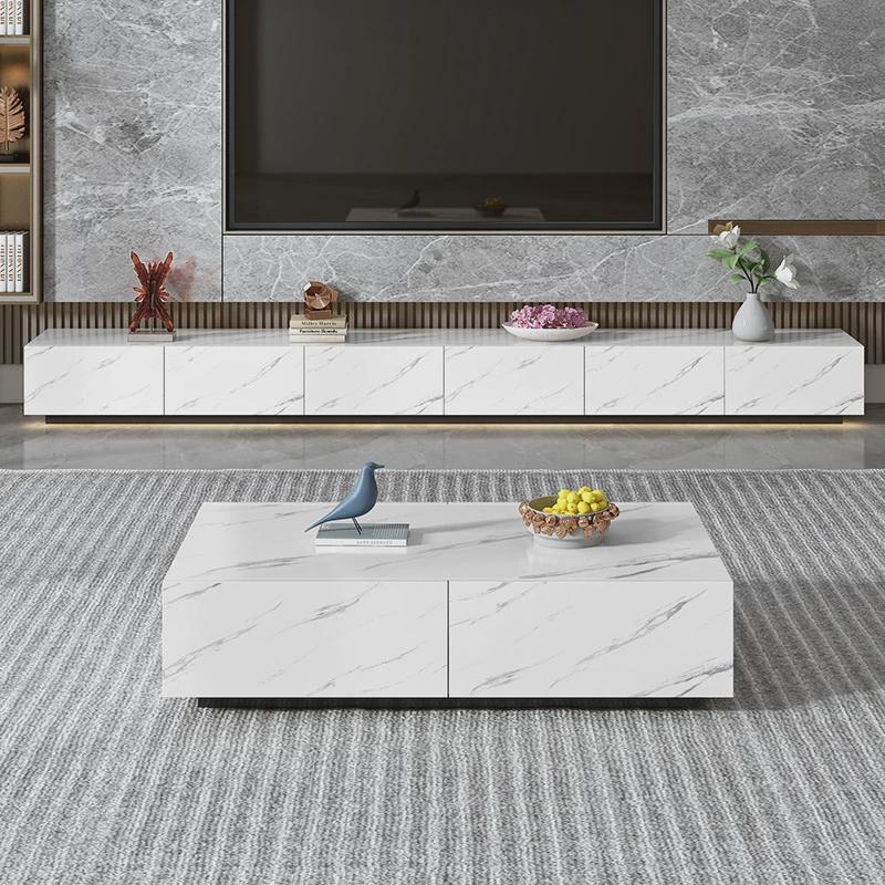 岩板轻奢茶几组合实木抽屉客厅地柜电视柜现代简约极简小户型地台