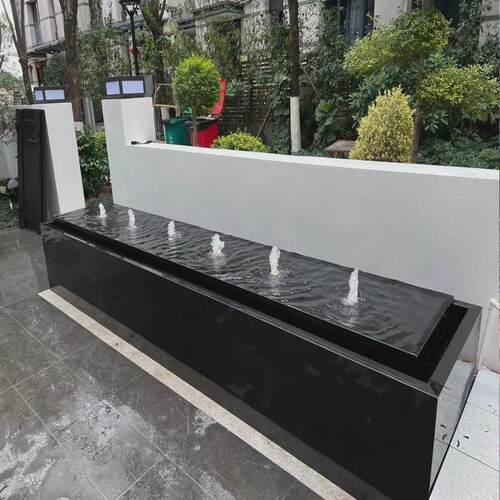 新中式水幕墙不锈钢水池屏风隔断不锈钢景观循环外庭院装饰水池