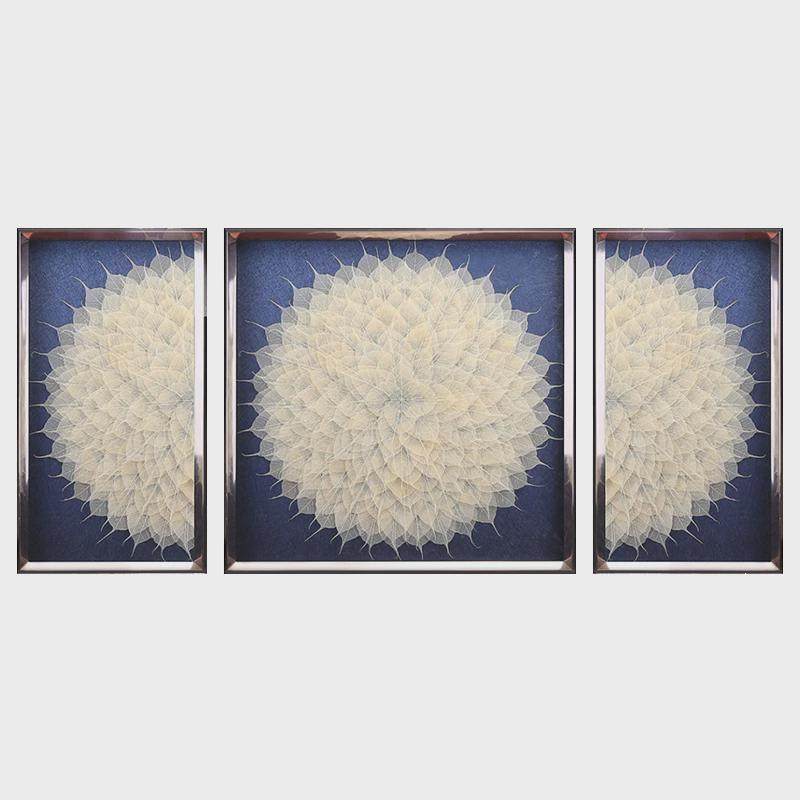 ZB6M瑞杰立体实物画《菩提树叶》新中式禅意手工挂画别墅客厅三