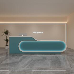 z54g弧形简约现代收银台吧台柜台办公家具办公室前台接待烤漆桌