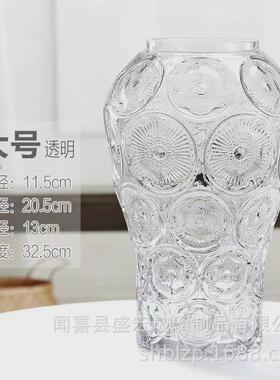 欧式复古浮雕艺术品摆件玻璃花瓶办公室客厅中古绿植插花花器批发