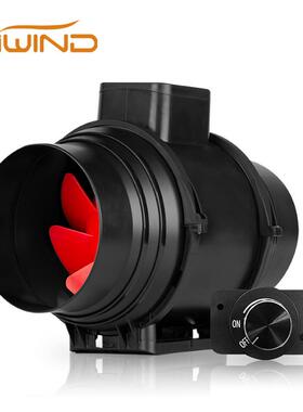 米风AC100-240V斜流管道风机150强风排气扇温湿度控制旋钮EC调速