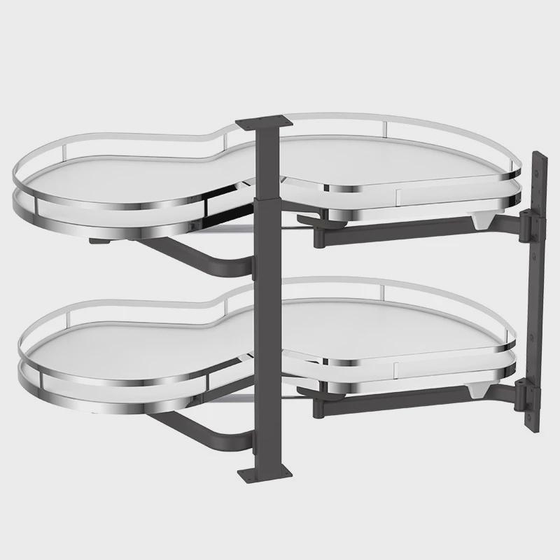 热销冠东转角拉篮小怪物全开厨房橱柜内置旋转飞碟双层拐角拉篮定