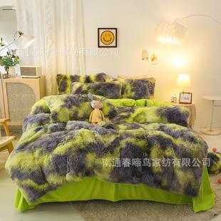 外贸双面绒四件套长毛绒水晶绒被套水貂加厚冬季法兰绒三件套