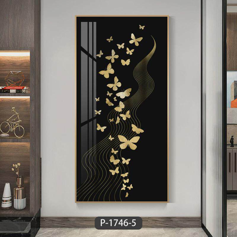 玄关画挂画轻奢入户门口过道走廊尽头装饰画竖版现代简约房间壁画