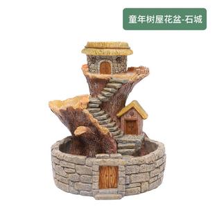 南院传芳创意美式田园批发树脂花盆多功能植物园艺盆栽多肉花盆风