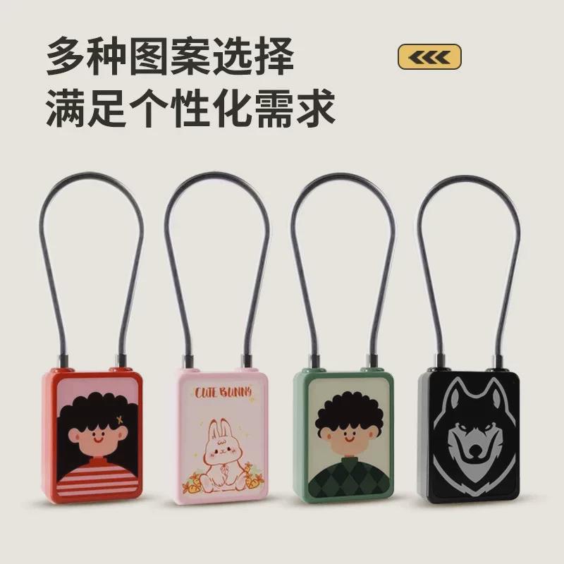 智能指纹挂锁公司健身房钢丝绳箱包锁宿舍柜子小锁员工宿舍锁柜