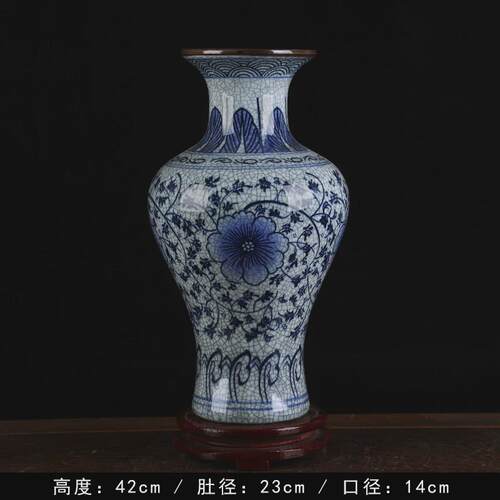家居青花瓷花瓶新中式仿古水培插花花瓶陶瓷玄关装饰品摆件