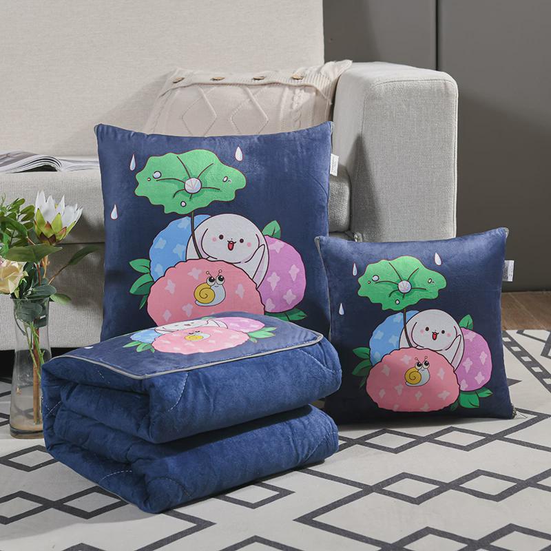 tuf4加厚双面水晶绒抱枕被子两用靠垫客厅车载沙发办公室空调被午