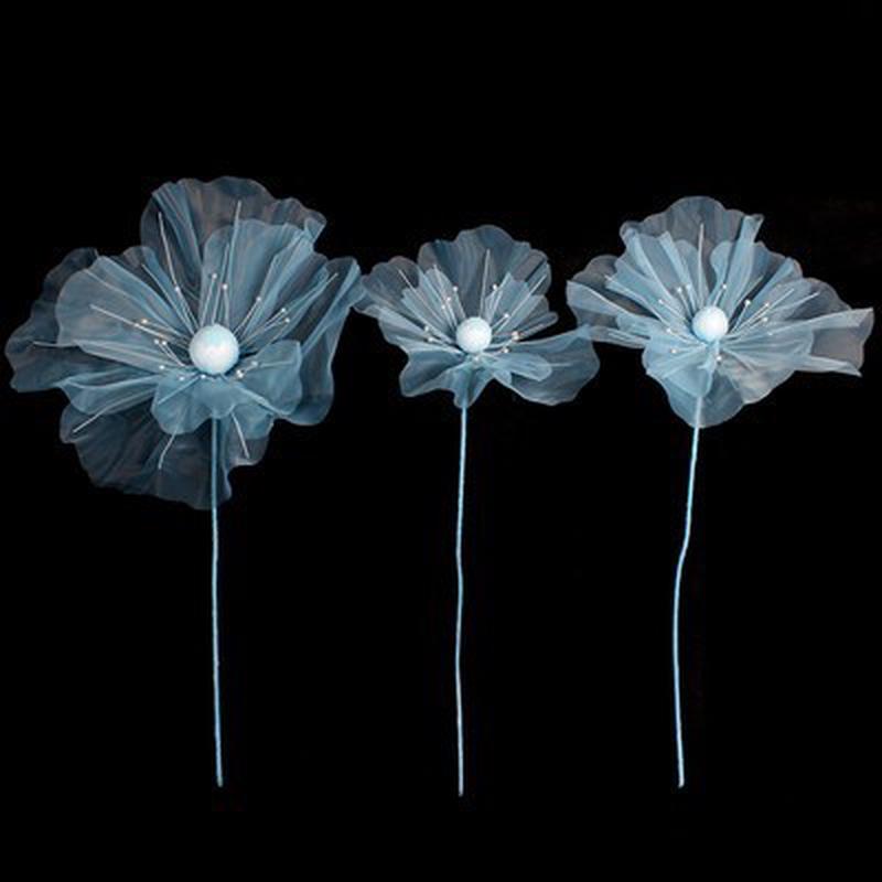 新款婚庆布置婚礼舞台路引花装饰橱窗摆件丝网纱花成品丝网花路引