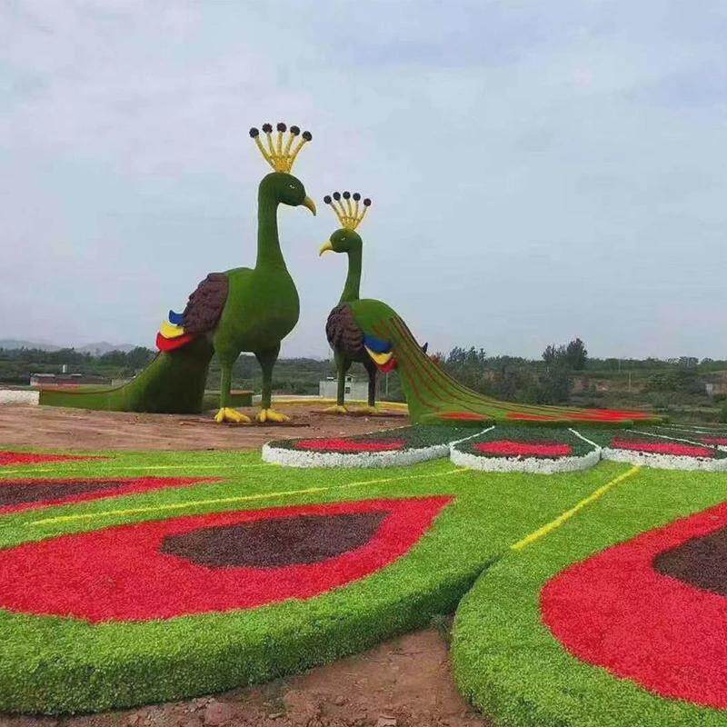 园林景观植绒海豚雕塑仿真绿雕大型草皮绿雕草雕景区景观卡通雕塑